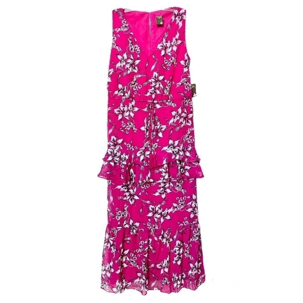 TAYLOR Long Maxi Sundress Sleeveless Fuchsia Black and Cream Size 10 NWT